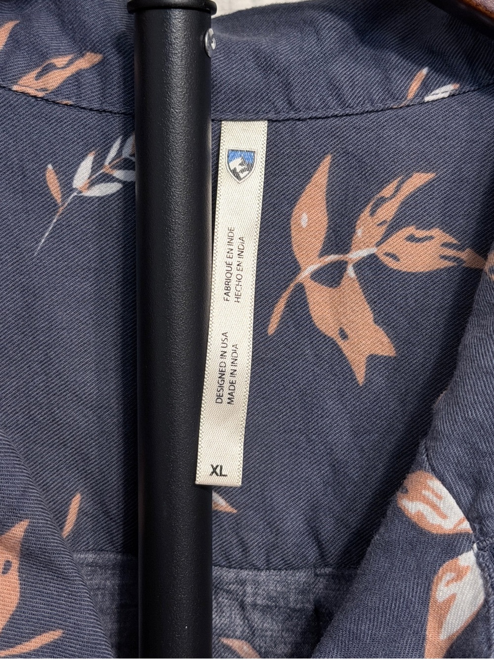 Kuhl Elsie Short Sleeve Nature Pattern Tie Front Button Down Shirt - Women's XL - Picture 4 of 5